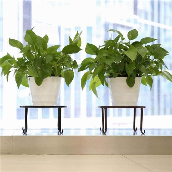 Metal Potted Plant Stands, 3 Pack 9" Heavy Duty Rustproof Iron Round Flower Pot - Picture 13 of 14